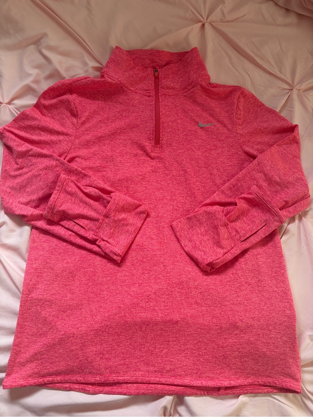 Nike Dri Fit Women's Heather Pink Quarter-Zip Running Pullover